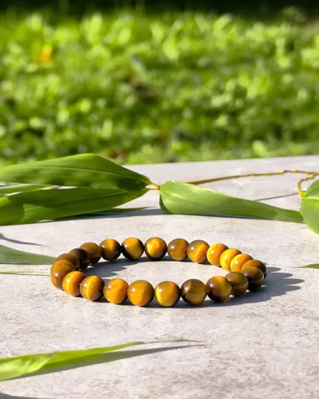 Bracelet Œil de Tigre -A- Perle 8mm : Élégance | Puissance