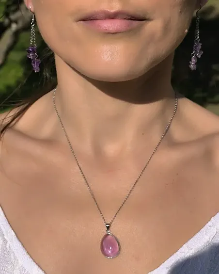 Boucles d’oreilles Améthyste A | Bijoux  Acier Inoxydable