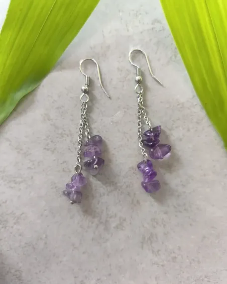 Boucles d’oreilles Améthyste A | Bijoux  Acier Inoxydable
