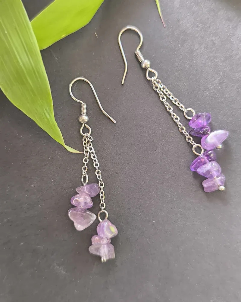 Boucles d’oreilles Améthyste A | Bijoux Acier Inoxydable Boucles d’oreilles Améthyste A | Bijoux Acier Inoxydable