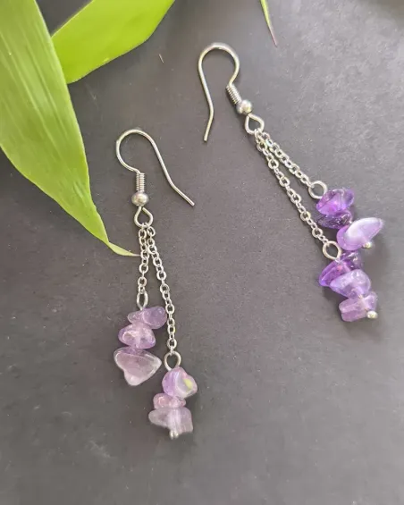 Boucles d’oreilles Améthyste A | Bijoux  Acier Inoxydable