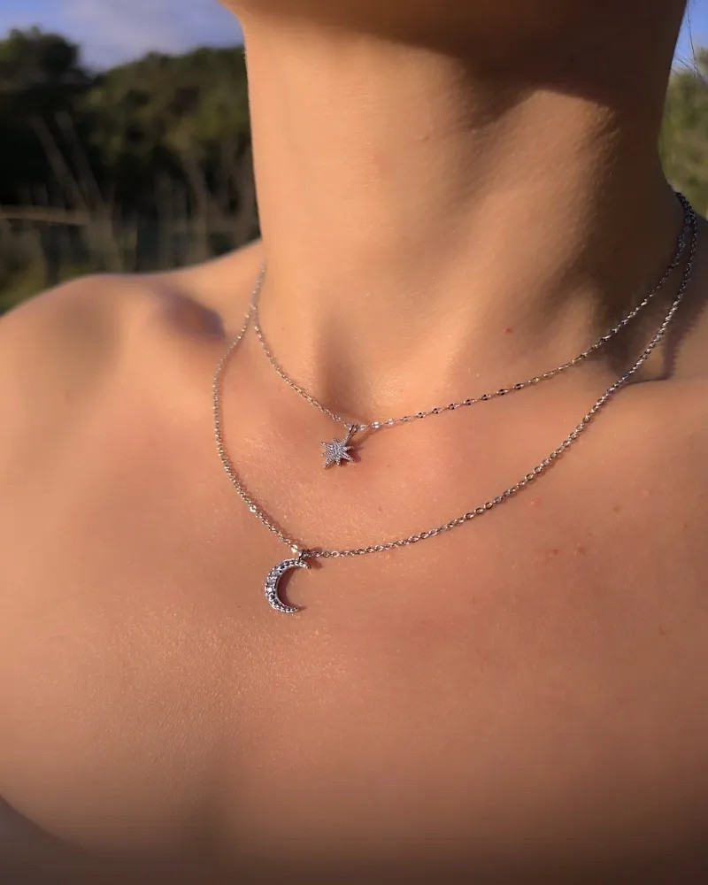 Collier étoile et lune - argent | Élégance céleste