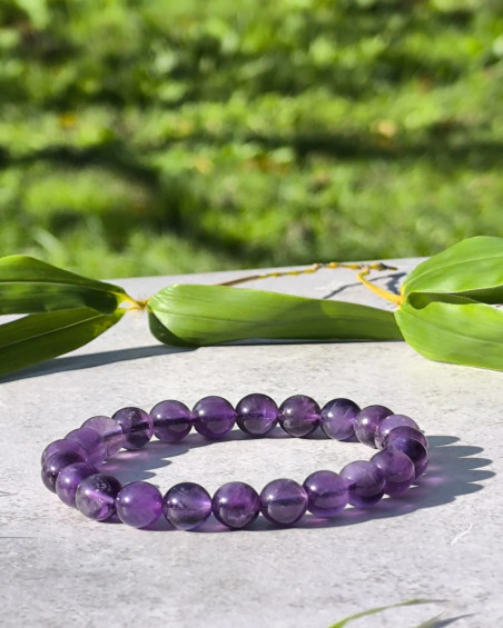 Bracelet Améthyste Uruguay - AA - Perles 8mm | Bijou Raffiné