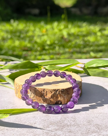 Bracelet Améthyste Uruguay - AA - Perles 8mm | Bijou Raffiné
