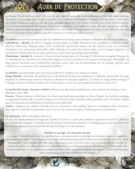 Bougie Parfumée Aura de Protection Artisanale, Pierres & Sauge blanche