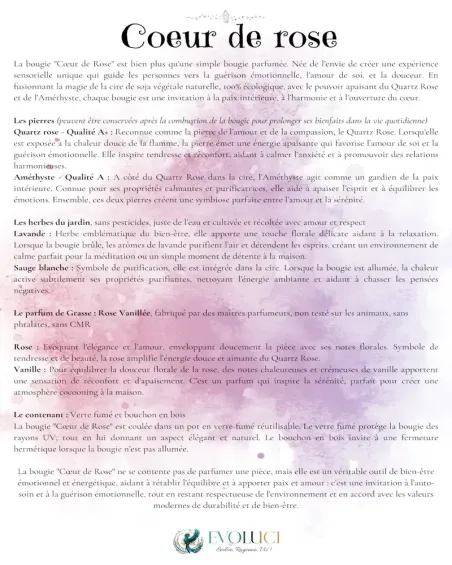 Bougie parfumée artisanale Cœur de Rose Amour, guérison et bien-être