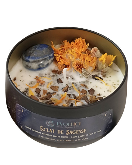 Bougie Parfumée Éclat de Sagesse Artisanale, Lapis Lazuli & Œil de Tigre