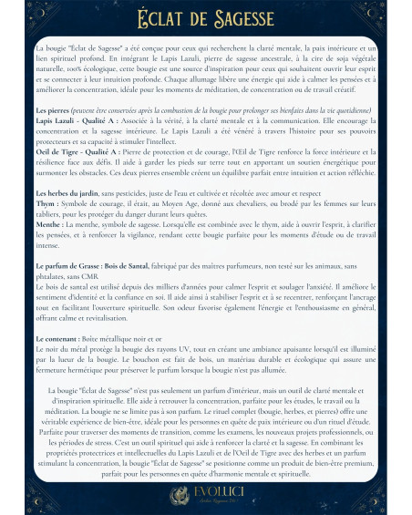 Bougie Parfumée Éclat de Sagesse Artisanale, Lapis Lazuli & Œil de Tigre