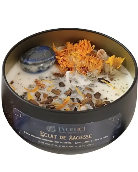 Bougie Parfumée Éclat de Sagesse Artisanale, Lapis Lazuli & Œil de Tigre